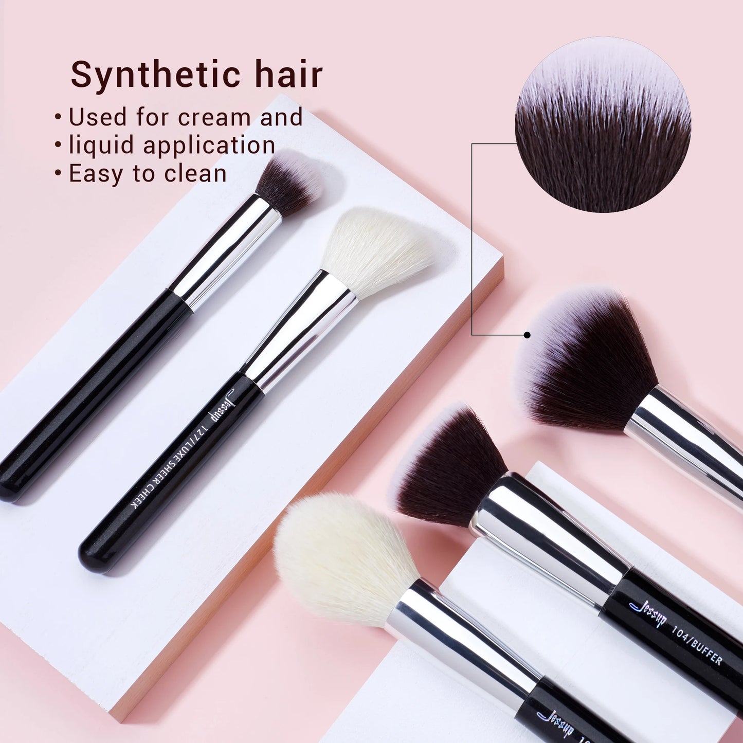 Jessup Makeup Brushes Set Synthetic-Natural Hair