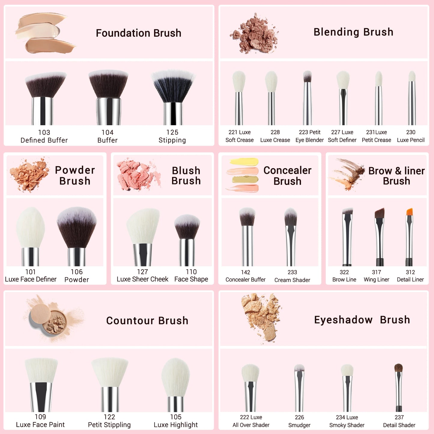 Jessup Makeup Brushes Set Synthetic-Natural Hair