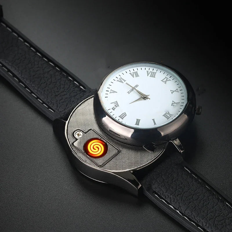 Windproof Cigar Cigarette Lighter Watch Chronograph