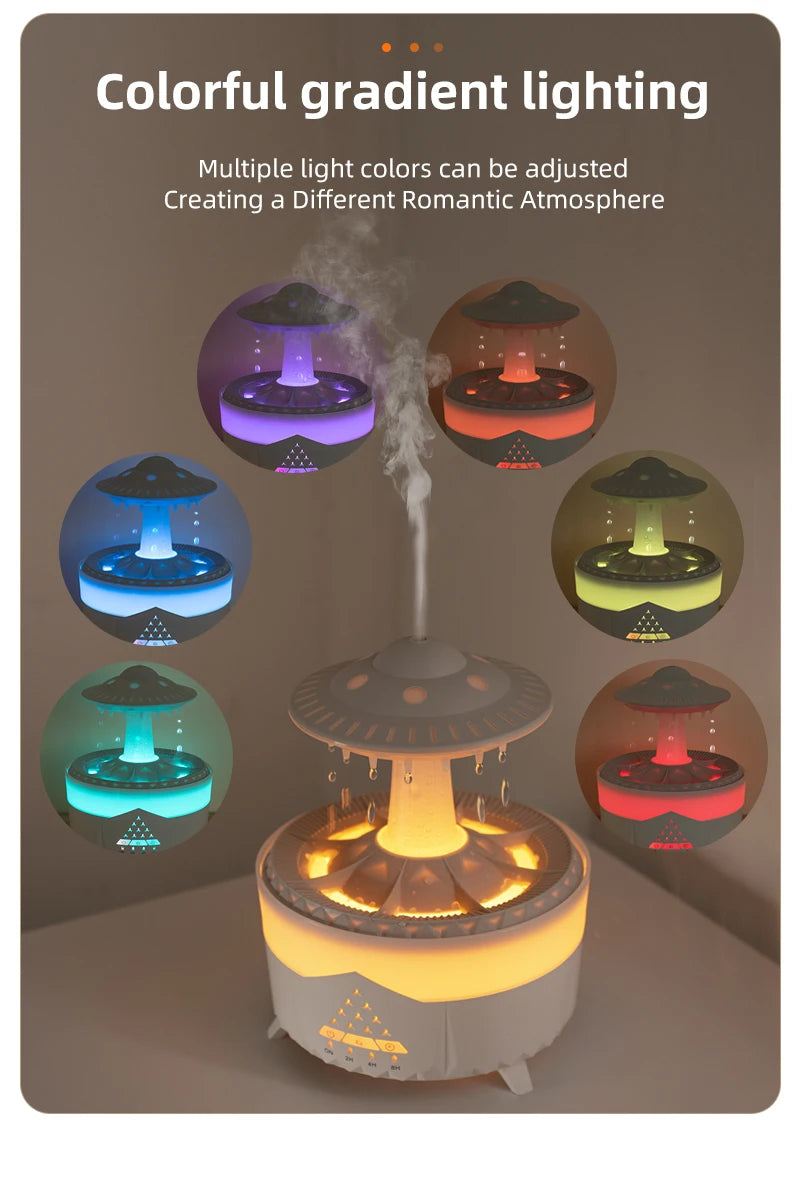 Rain Drop Air Humidifier Essential Oil Diffuser UFO Mushroom